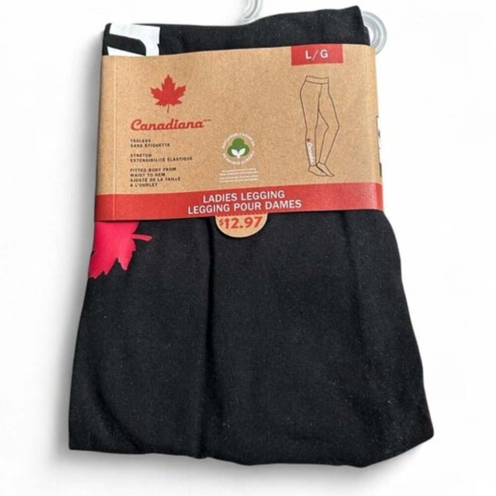Women’s Black Leggings Canada Logo Activewear Loungewear Olympics Workout Gym